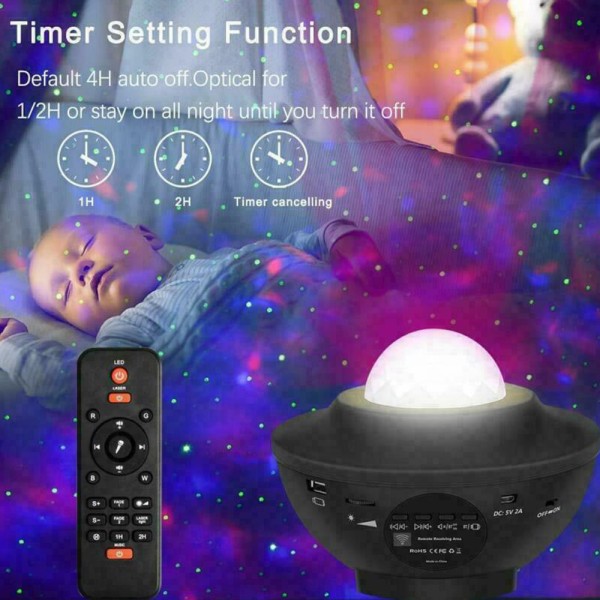 LED Star Projektor Nattljus Med Musik Bluetooth högtalare
