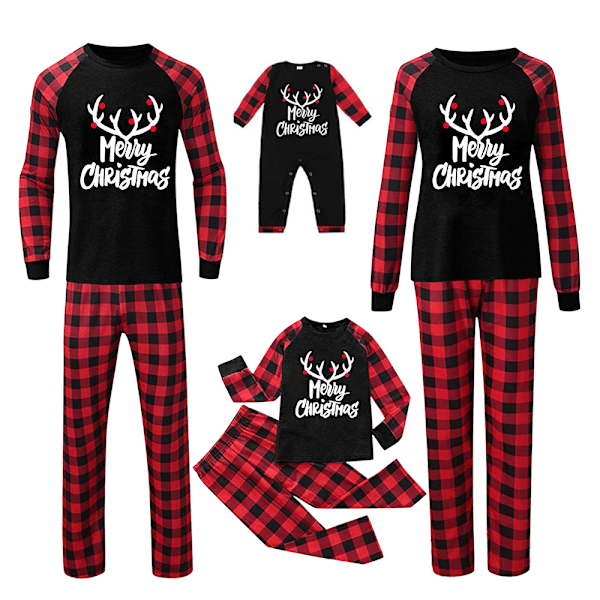 Familjematchande pyjamas för barn, spädbarn och vuxna till jul - Rutmönster - Pyjamasuppsättning för vuxna Kids 13-14Years