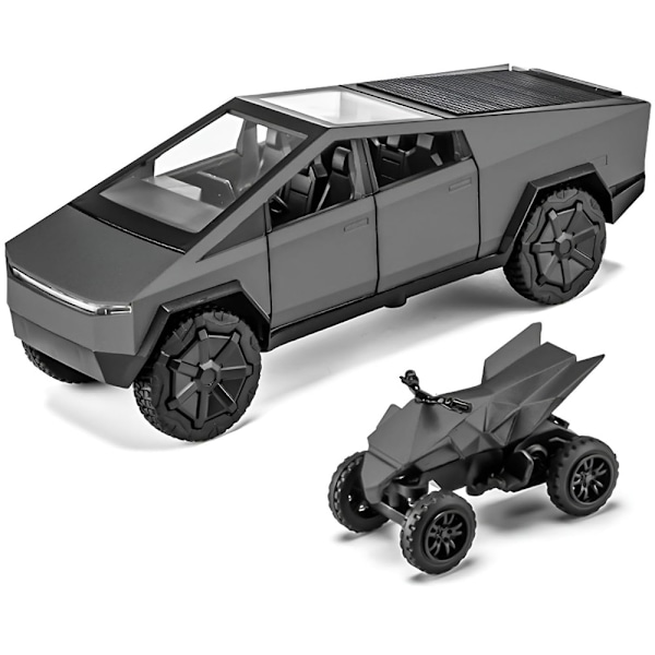 Tesla Cybertruck painevalettu lelu - Metalliseoksesta valmistettu avolava-auto ääni- ja valoefekteillä Grey
