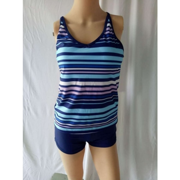 Kvinnor Randiga Badkläder Stretch Suspender Casual Strand Sommar colorful stripes 3XL