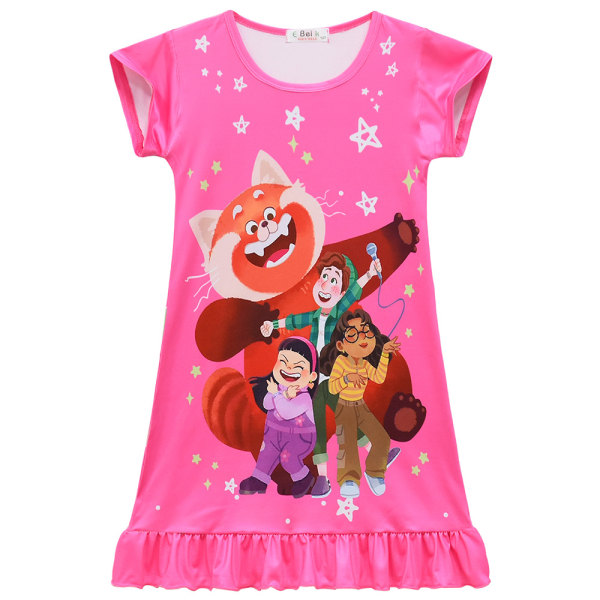 Turning Red Panda Sleepwear Skjorta Nattlinne för barn, flickor Rose Red 9-10 Years = EU 134-140