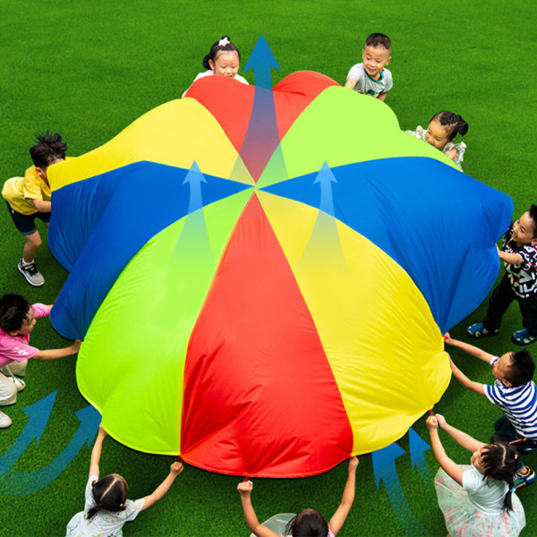 2M Kids Play Parachute Rainbow Stort spel Träningssportleksak