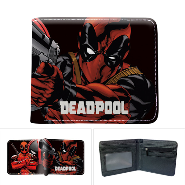 Superhelt Dobbel Fold PU Lær Lommebok Dobbel Fold ID Kort Holder Veske B