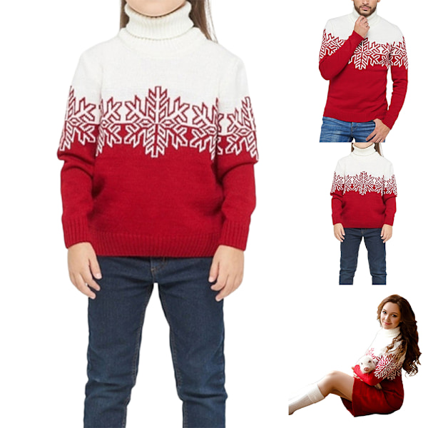 Perheen yhteensopiva jouluneulehuppari vanhempi-lapsi pitkähihainen unisex-poroprintti-villapaitapusero Men XL