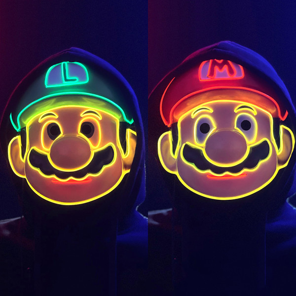 Halloween LED-upplyst Mario-mask Prestanda Kostymtillbehör green