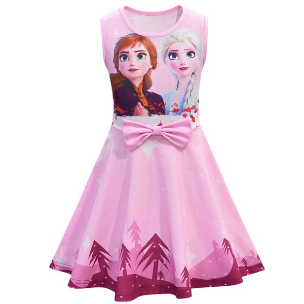 Disney Frozen Elsa Anna Princess Print Klänning för barn Baby Girl #2 Pink 5-6Years = EU110-116