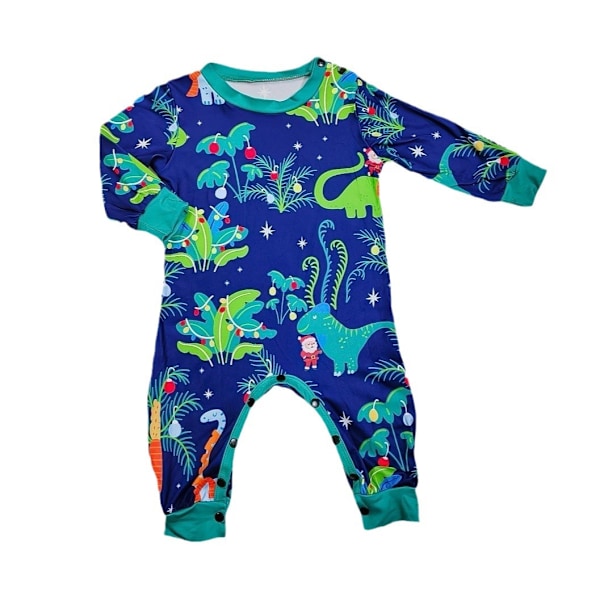 Julpyjamas för familjen - matchande dinosaurie-tryckta pyjamas för barn, spädbarn och vuxna Baby 12-18M