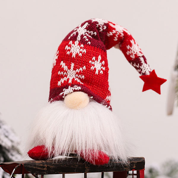 Jul plysch stickad tomte dvärg gnom ansiktslös dockor dekor red