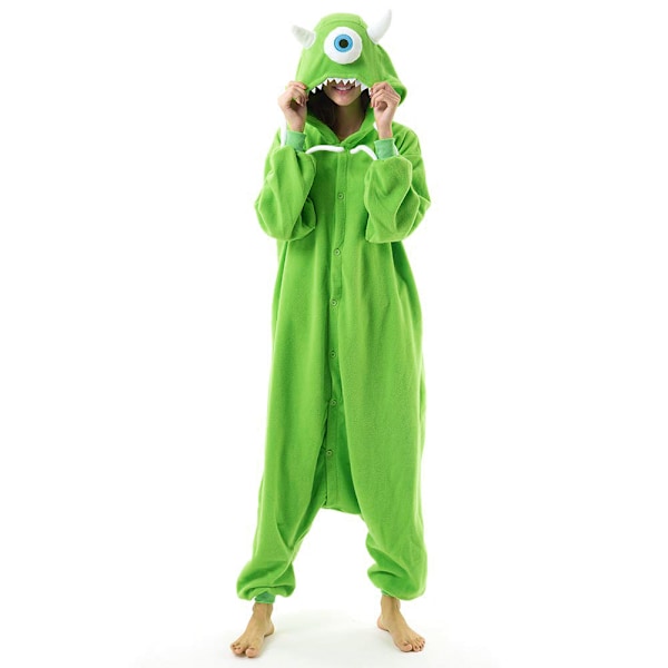 Jule-onesie til kvinder hætteklædt jumpsuit lynlås romper pyjamas nattøj F M