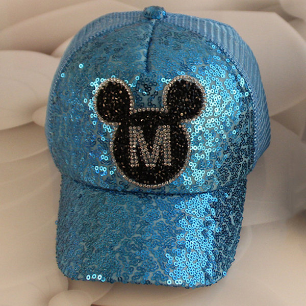 Barn Sequin Mickey Mouse Tryck Baseball Cap Mössor Cap Utomhus Blue