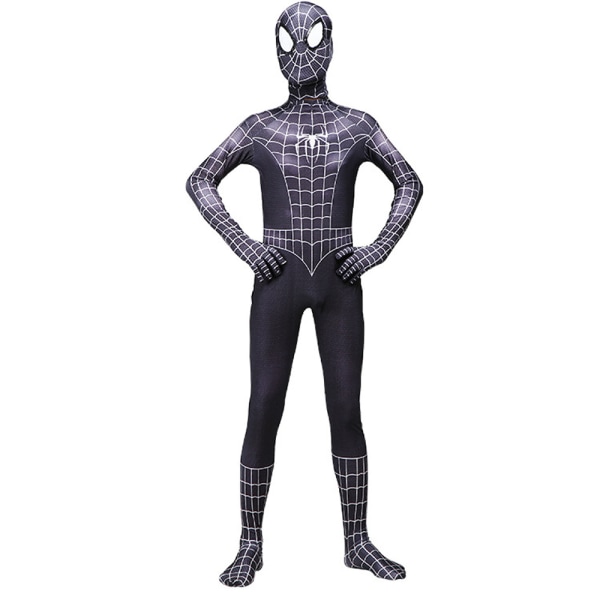Svart Spiderman Kostym Venom Cosplay Overall för Barn Pojkar Black Spiderman 3-4Years = EU92-98