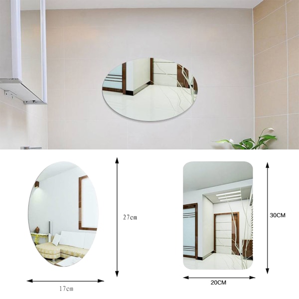 Ramlös badrumsspegel Vägghängande väggdekal Spegel Rectangular silver 20*30cm