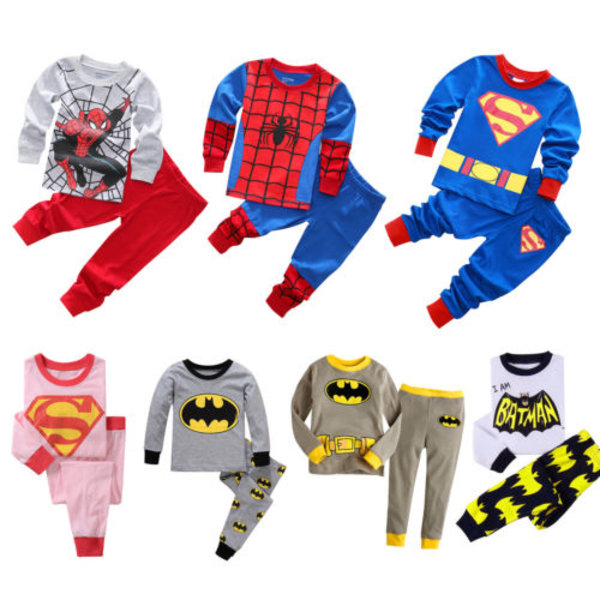 Marvel barns långärmad kostym spiderman batman supermen Black and White Batman 120cm