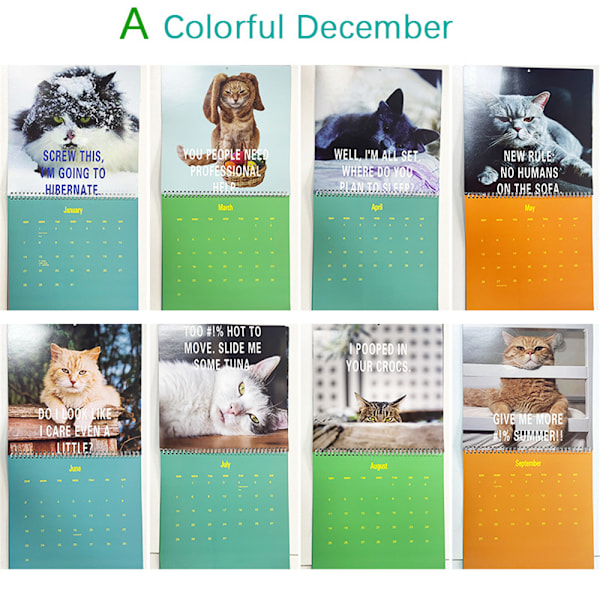 2025 Pissed-Off Cats Kalender Rolig Katt Väggkalender Katt Väggkalender 2025 Kalender Katt Skrivbords kalender