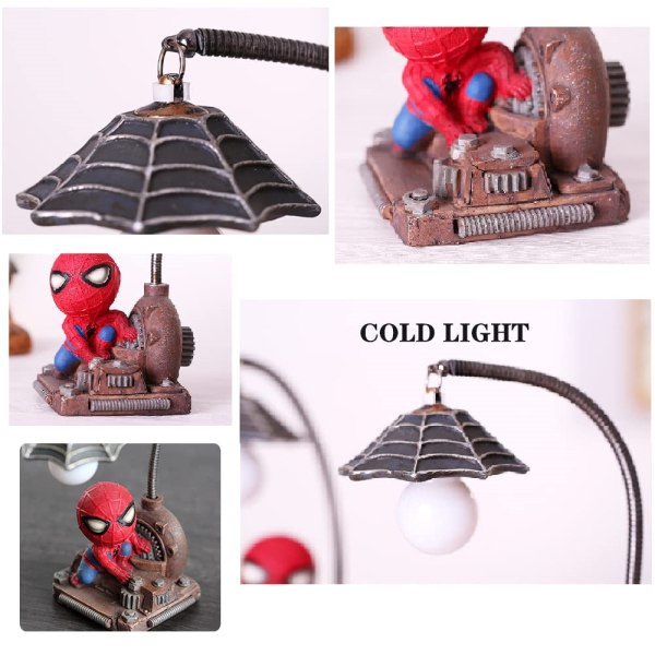 Mini Spiderman Gatlykta LED-skrivbordslampa Nattljus Dekor