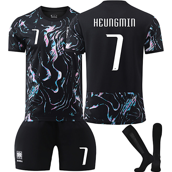 2024-2025 Sydkoreanska landslaget Bortatröja Sportkläder #7 HEUNGMIN Barn Fotbollströja Kit Fotbollströjor Ungdom Träningskläder Fotboll Träningsuniformer 18