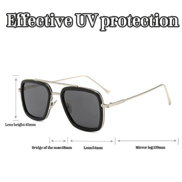 Herr Solglasögon Kvadrat Ram Refraktion UV-skydd Utomhus Gold Frame Red Lenses 1pair