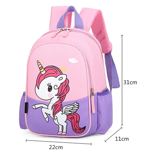 Tecknad barnväska Unicorn skolryggsäck Reseryggsäck purple