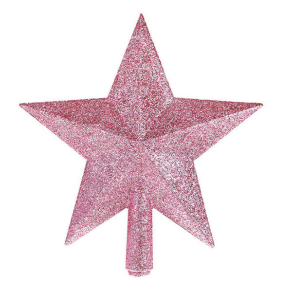 15cm Femuddig stjärna Julgran Topper Glitterdekoration Pink 15cm