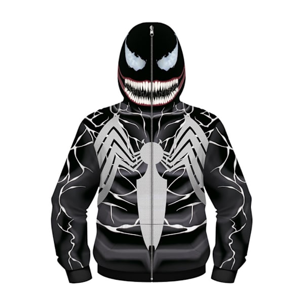 Barn Pojkar Venom 3D Print Jacka Full Zip Rolig Hoodie Huva Mask Kappa Ytterkläder Black White L