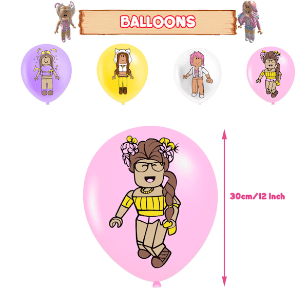 Roblox Barnkalas Dekoration Banner Tårta Toppers Ballonger