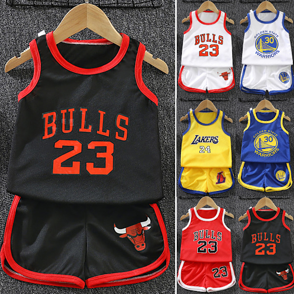 Barn Basketboll Kläder Kostym Jersey Uniform Sportkläder Kostymer Red 140CM
