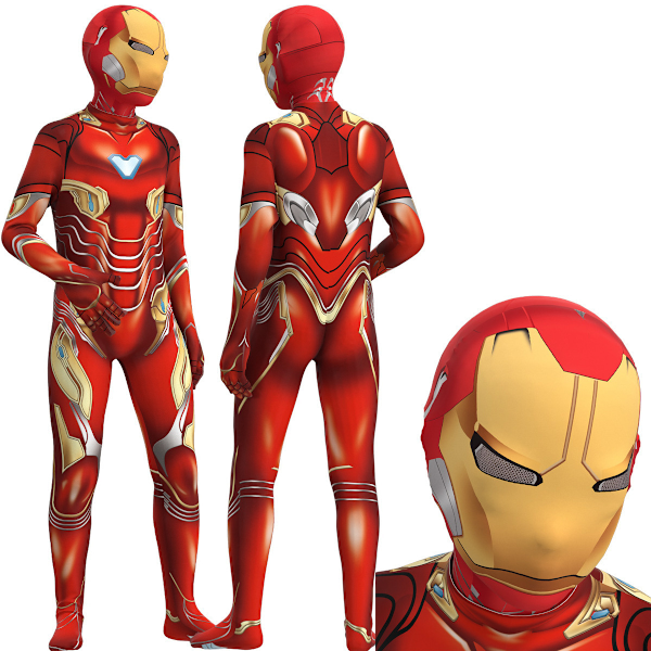 Iron Man Cosplay Kostym Jumpsuit för Män och Pojkar Halloween Kostym 170cm