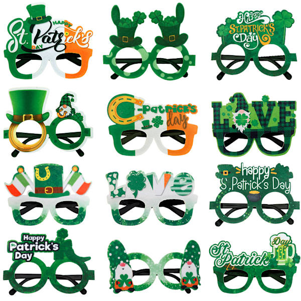 St. Patrick's Day -juhlapuku Patty Day -lasit Paddys Day -lasit 12 PCS