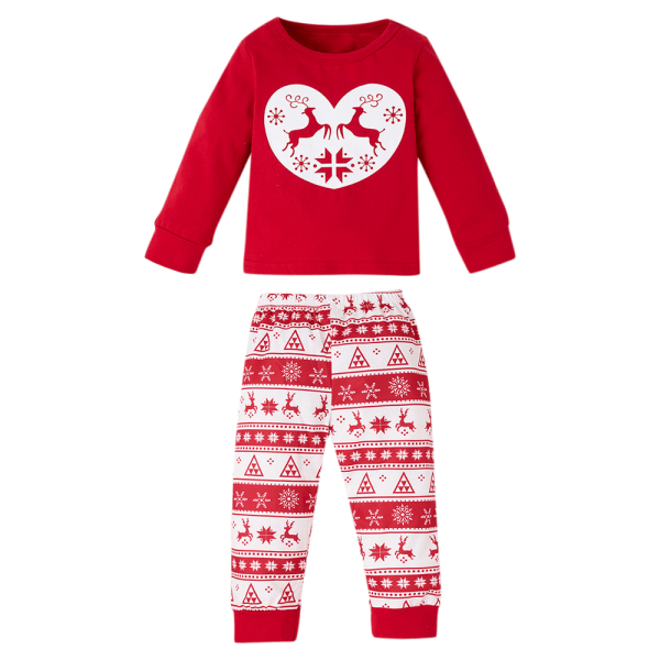 Girl Christmas Tvådelad set Rund Pullover och Byxor red 100CM