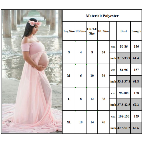 Gravid kvinnors Maxi Spetsklänning Gravidaftonfotografering white-sleeveless XL