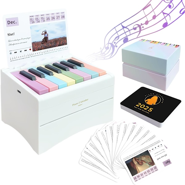 Pianokalenteri 2025 Pöytäkalenteri, soitettava piano, Swift Mini -pianokalenteri 52 nuotilla, pianokalenteri 27 korttia lahjoja faneille kodin sisustukseen White