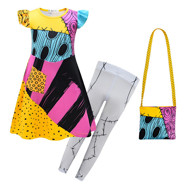 Painajainen ennen joulua Sally -mekko Halloween-lasten asu 110cm