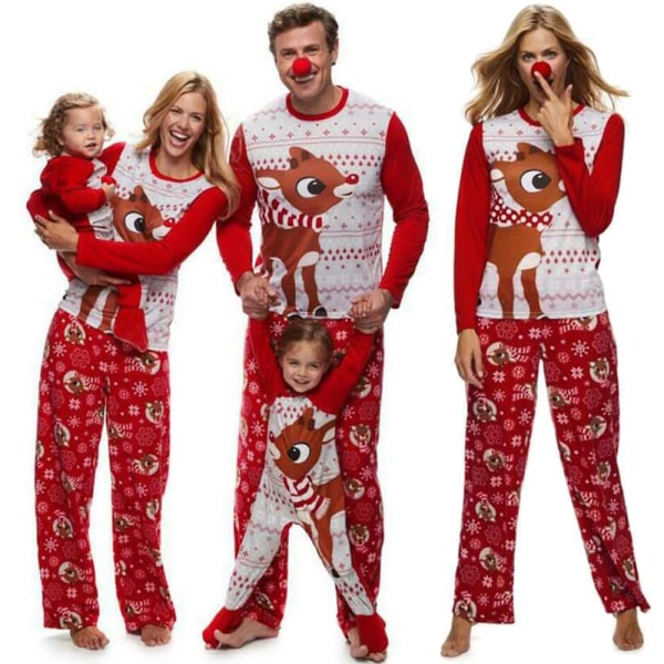 Familj Jul Föräldrar-Barn Älg Pyjamas Outfit Nattkläder men XL