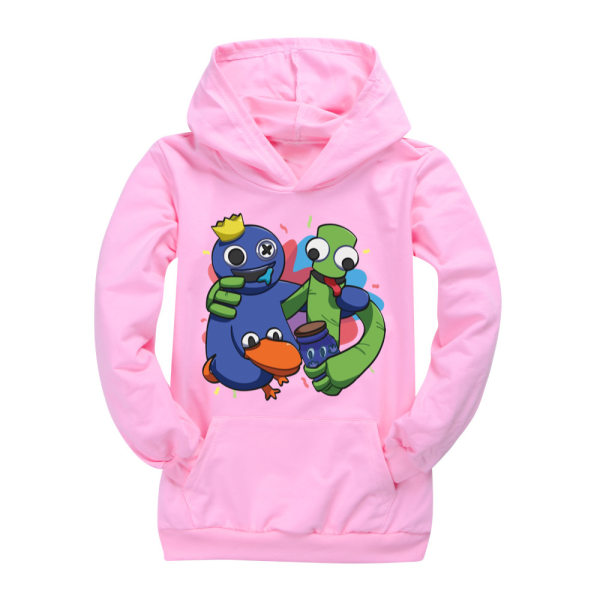 Kid Rainbow Friends Print Casual Hoodie Sweatshirt Pullover Toppar Pink 130cm