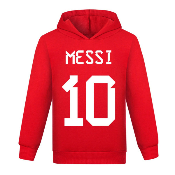 Barn Pojkar Messi nummer 10 print Hoodie Casual Pullover Sweatshirt T-shirt Topp Red 130cm