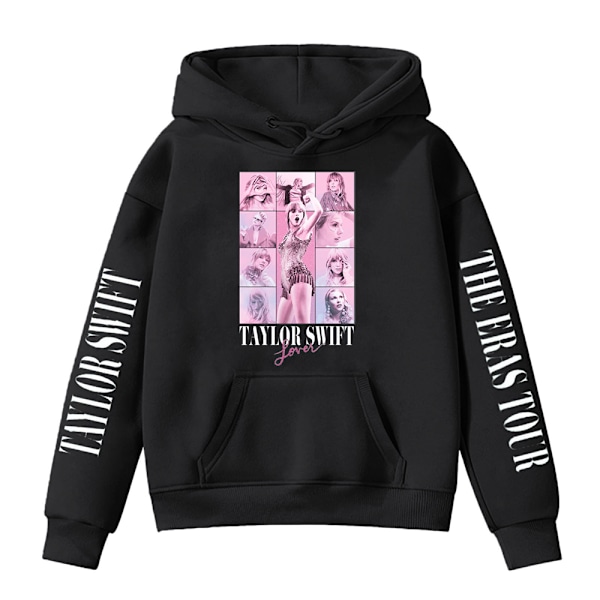 Tjejer Taylor Swift Hoodie Streetwear Höstkläder Med Fick Dragsko Casual Långärmad Pullover Black 150cm