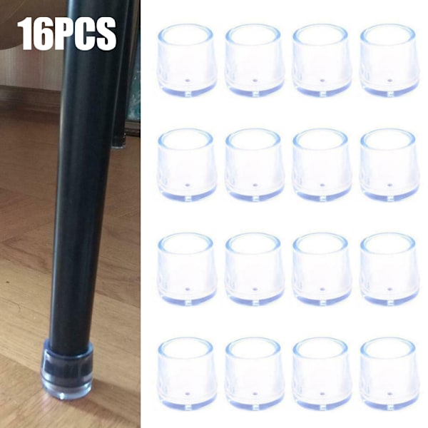 16X Stoltrekk Benhetter Møbler Bordputer Gulvbeskyttere 16mm-16PCS Transparent