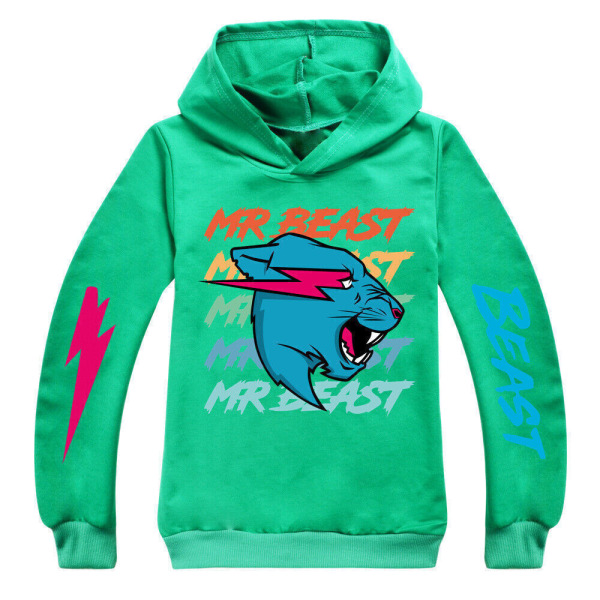 Min Beast Kid Cartoon Casual Hoodie Sweatshirt Pullover Tracksuit green 150cm