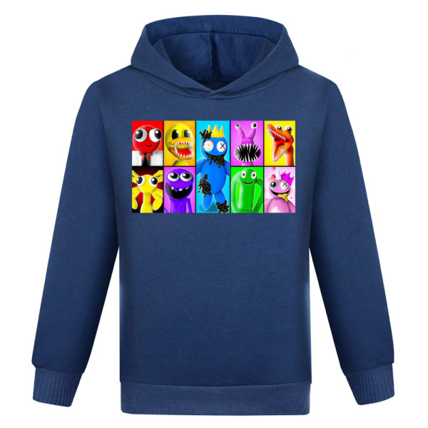 Pojkar Flickor Pullover Hoodie Sweatshirt 3D Rainbow Friend Träningsset Navy blue 150cm