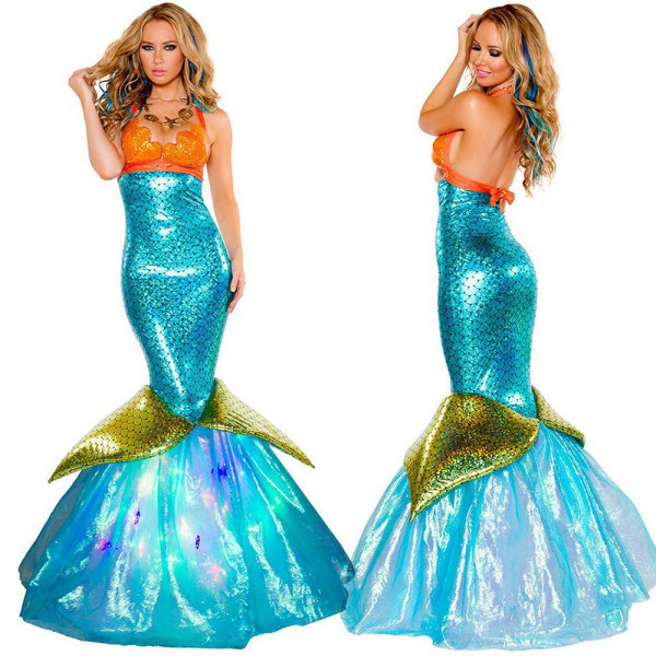 Dam Mermaid Cosplay Ärmlös utklädning Kostym Party Princess Fancy Dress XL