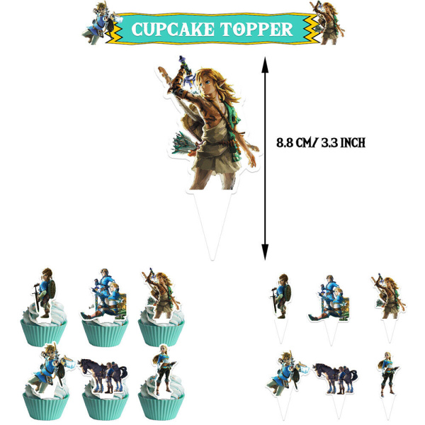 32 st Zeldas födelsedagsfestdekor inkluderar bannertårta