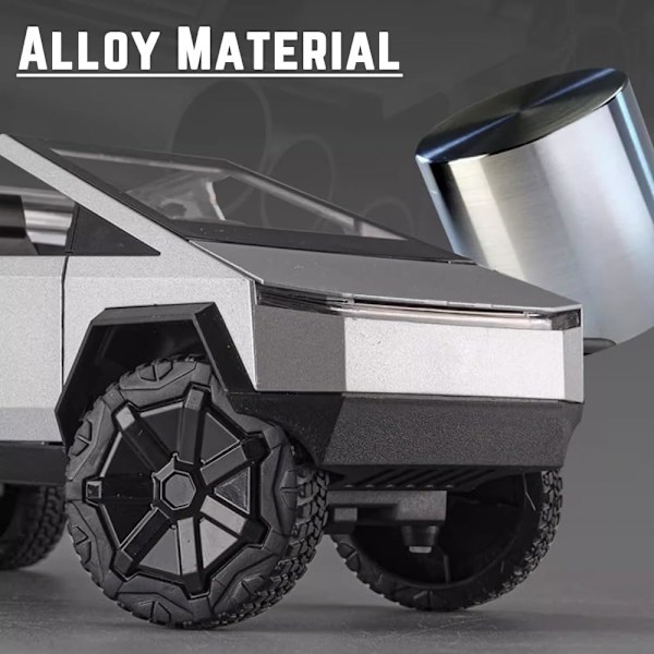Tesla Cybertruck painevalettu lelu - Metalliseoksesta valmistettu avolava-auto ääni- ja valoefekteillä Green