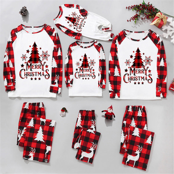 Julpyjamas matchande set för familjens vintersovkläder Baby 12M