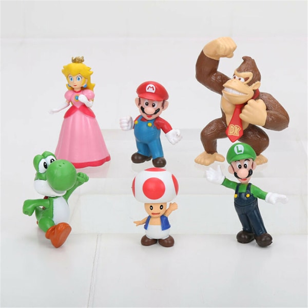 6 stk. Super Mario Bros Action Figur Legetøj Børn Borddekoration