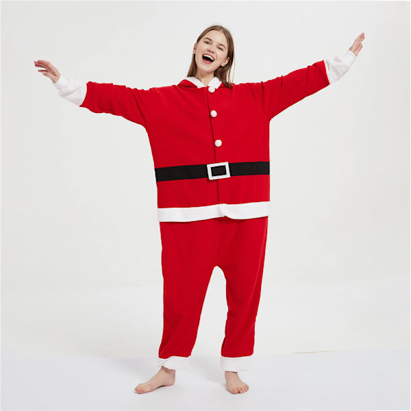 Unisex Voksen Julemand Udklædningsdragt Plys Onesie Julemand Heldragt Hætte Pyjamas M