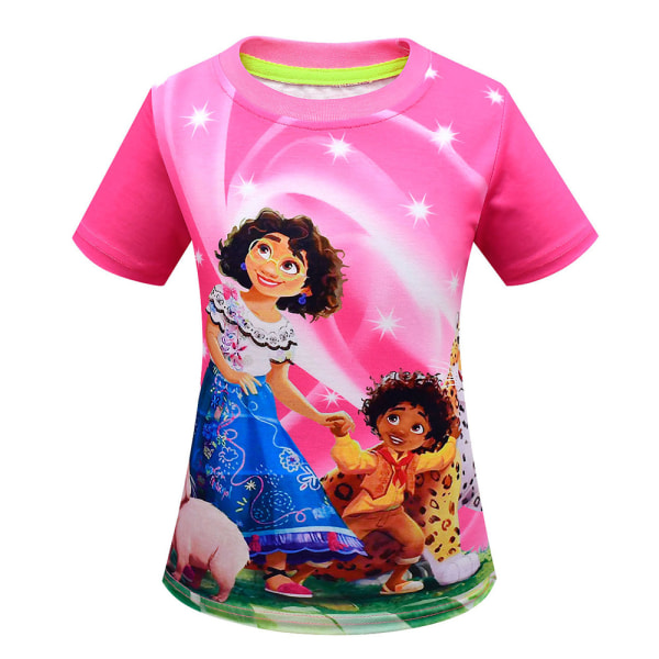 Encanto Mirabel T-shirt med printed T-shirt för barn flickor sommartröjor #2 Rose Red 3-4Year =EU92-98