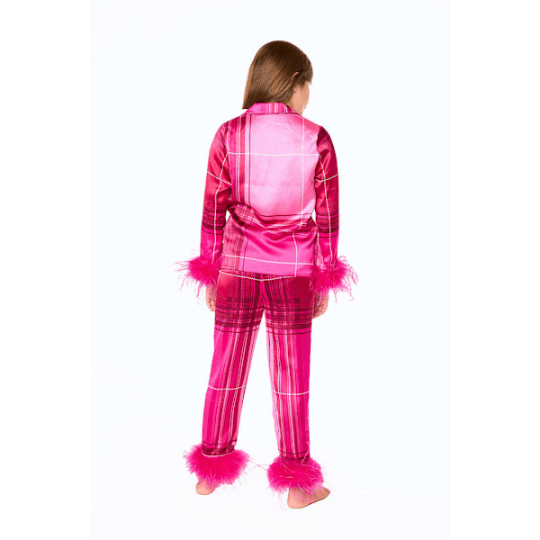 Flickor Pyjamas Julpyjamas För Småflickor Små Barn Långärmad Nattkläder Knappar Satin Pyjamas Set För 7-13 År Rose Red 9T
