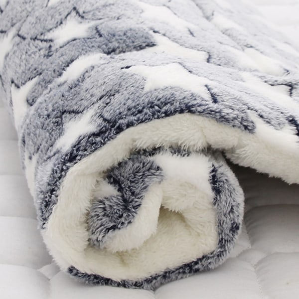 Husdjursmatta tryckt katt hund valp varm dyna filt kudde madrass Blue and white star 61*41cm