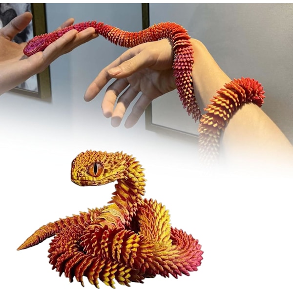 3D-tryckt Djurset, 3D-tryckt Ormleksak, Flexibel Avkopplingsspel, 3D-tryckt Djur Utsökt Söt Husdjursleksak, Avkopplingsspel för Vuxna F 60cm