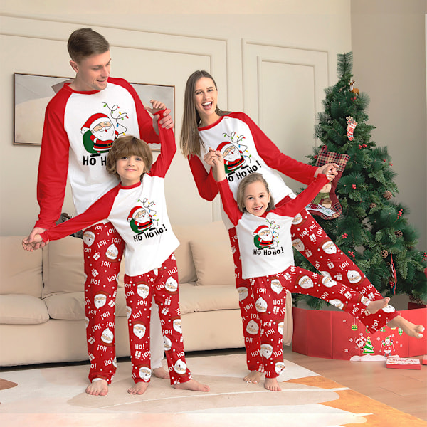 Julpyjamas för familjen - Matchande pyjamas med julmotiv, tomte, barn, spädbarn, vuxen, nattkläder, pyjamasset Women 2XL